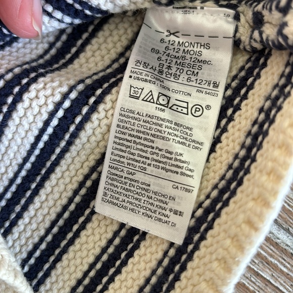 Baby Gap Navy Striped Cotton Button Up Sweater/Cardigan Size 6-12 months - Picture 7 of 8